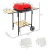 Outsunny 17" Portable Charcoal Grill with Wheels, 2 Side Tables and Bottom Shelf, BBQ with Adjustable Vents on Lid for Picnic, Camping, Backyard