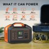 BULLBAT Portable Power Station Pioneer 500, 504Wh Lithium Battery Powered Outlet with 500W AC/60W PD/QC3.0 USB-A/12V DC