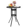 32*32*41" Outdoor Patio Cast Aluminum Round Bar Table