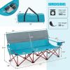 3 Person Folding Camping Chair with 2 Cup Holders Cotton Padding & Storage Bag