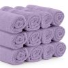 Luxury Washcloths for Bathroom 12 Pcs Set Hotel Spa Kitchen Circlet Egyptian Cotton Highly Absorbent Hotel Quality Face Towels Bulk Set 13x13 Inch Lav